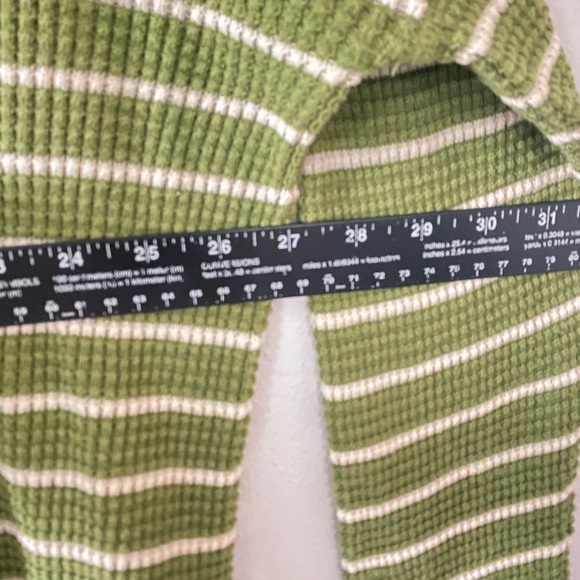 REI Thermal Waffle Knit Striped Top Women’s XL Green Long Sleeve 100% Cotton - Picture 5 of 6